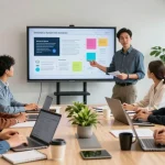 Digital marketing strategist Canada team collaborating in a modern office setting.